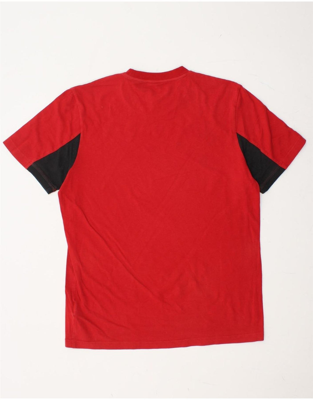 ADIDAS T-Shirt Homme UK 42/44 Grand Rouge Colourblock Coton