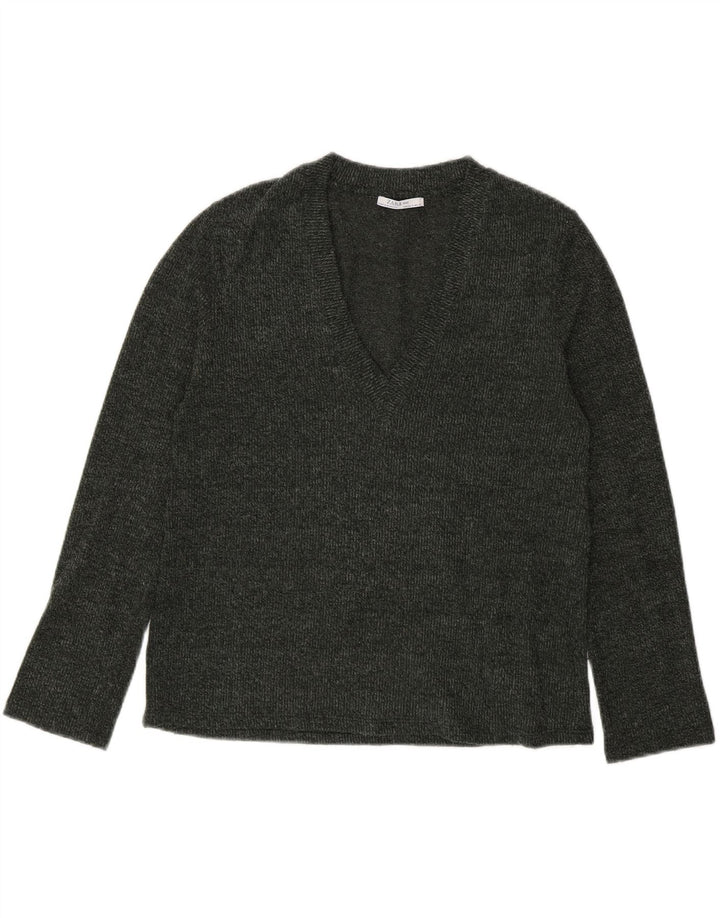 Zara Pull col V pour femme UK 10 Petit Gris