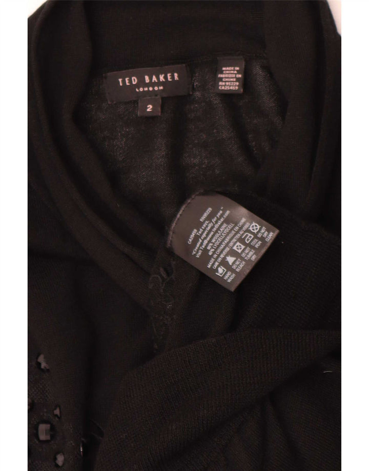 Ted Baker Cardigan à manches 3/4 pour femme Taille 2 Petit motif floral noir