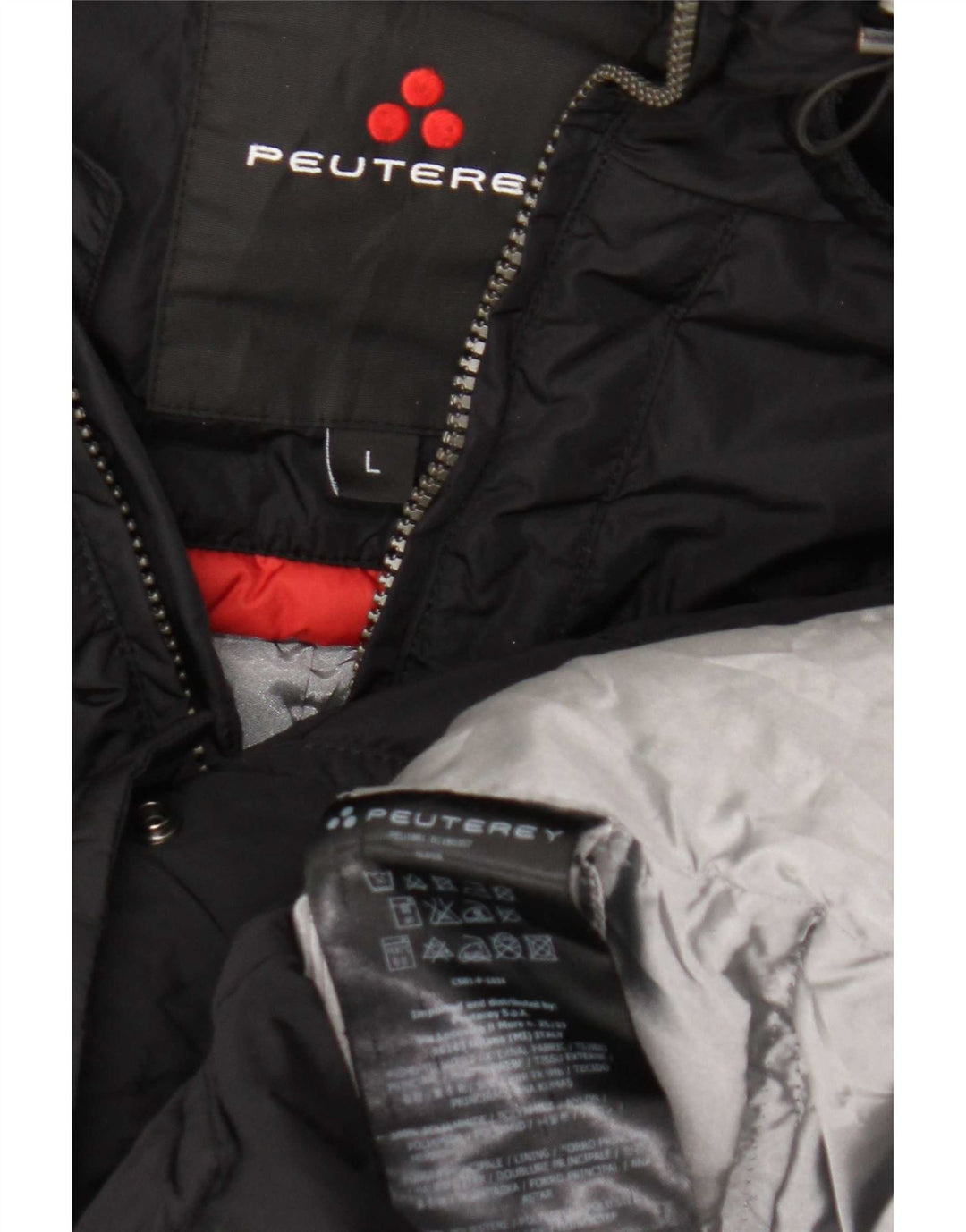 PEUTEREY Veste matelassée à capuche pour homme UK 40 Large Noir Polyamide