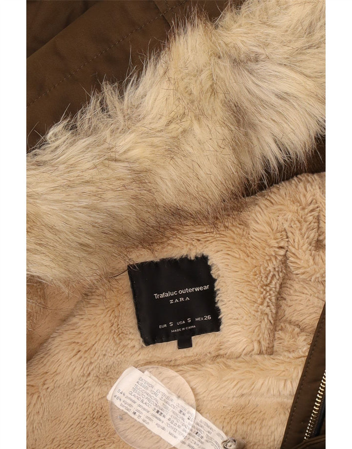 Zara Womens Trafaluc Oversize Sherpa Parka Veste UK 10 Petit Marron