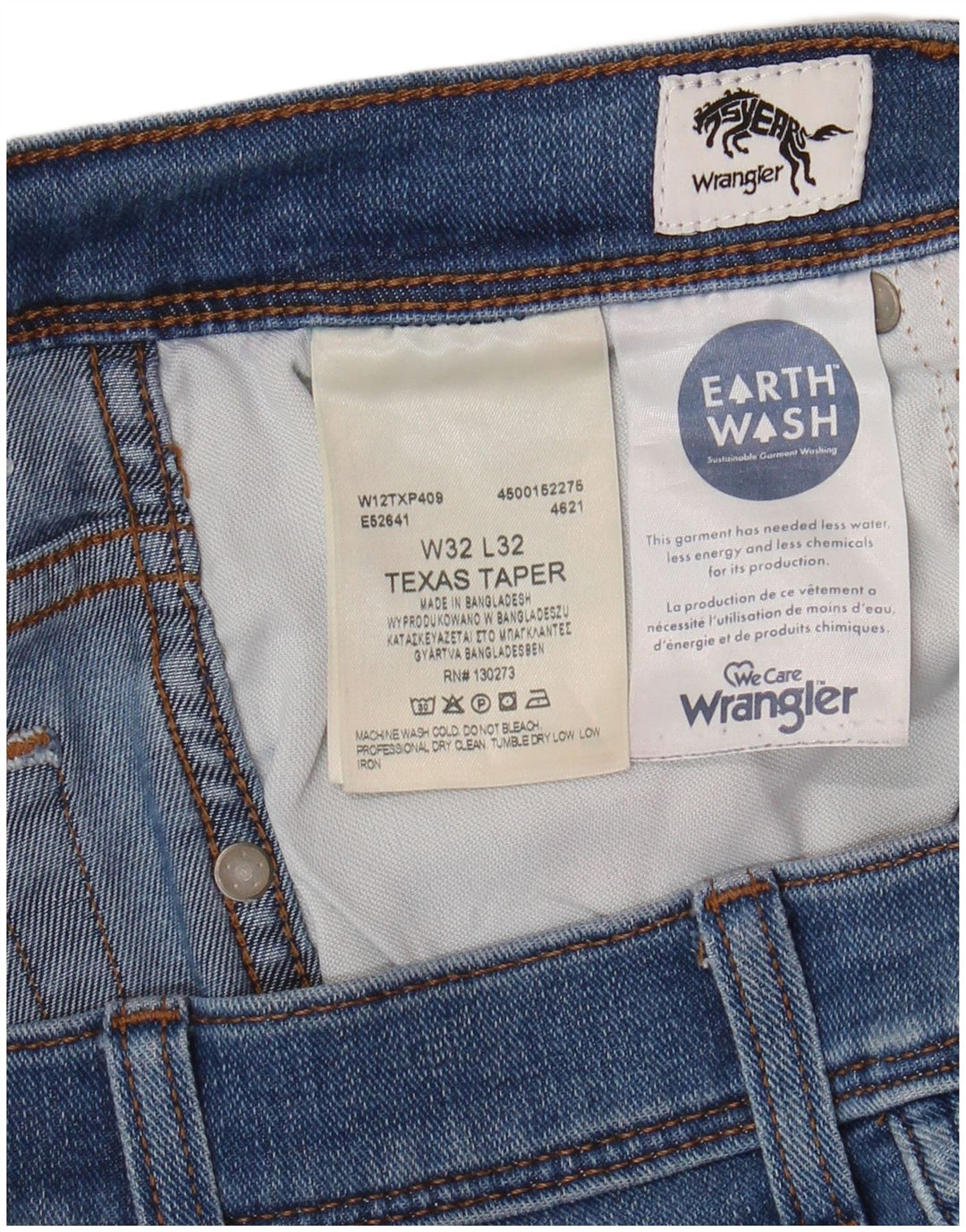 WRANGLER Jean Fuselé Texas Homme W32 L32 Bleu Coton