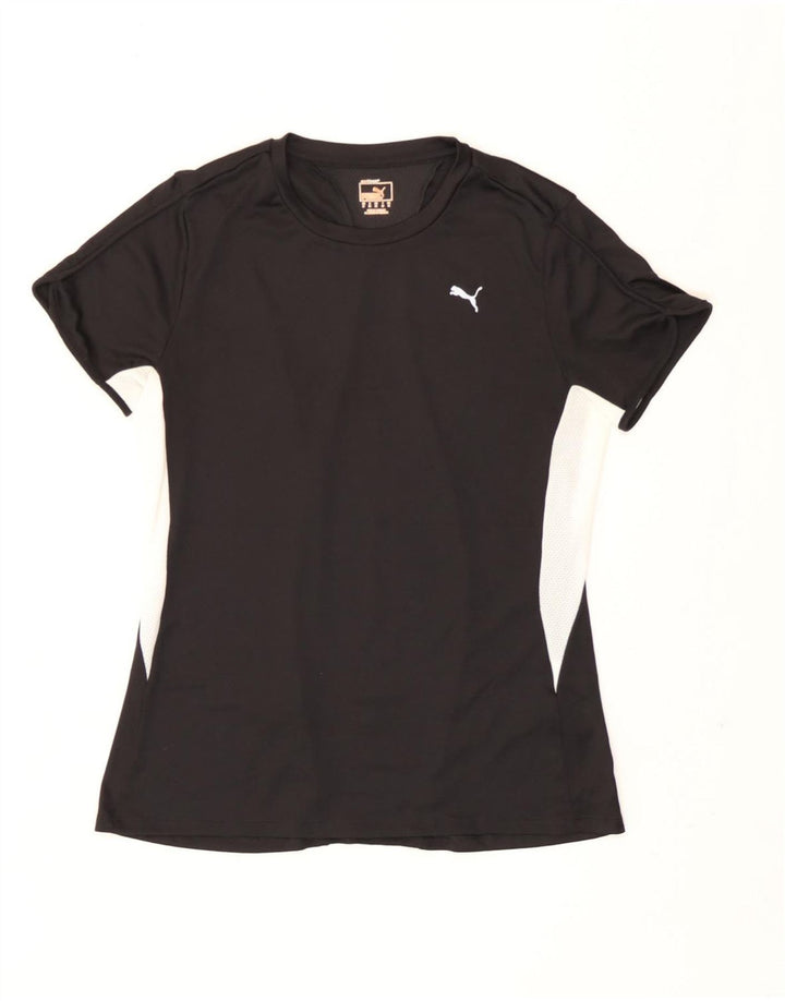 Puma T-shirt pour femme UK 12 Medium Noir Colourblock Polyester