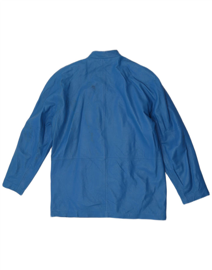 veste en cuir femme vintage IT 46 Grand Bleu