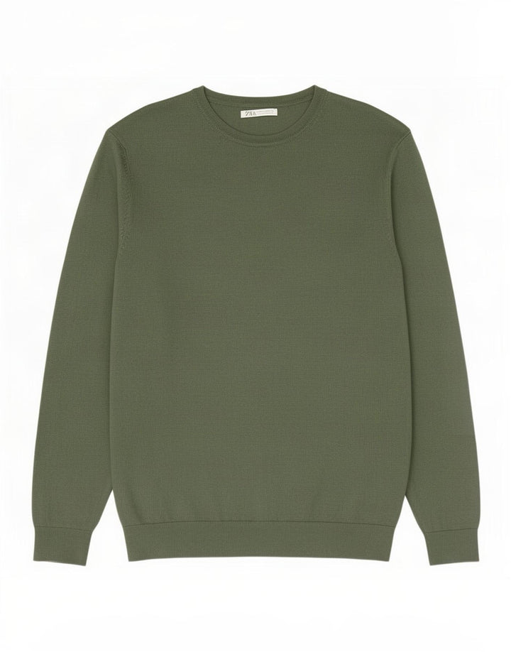 Pull Col Bateau Zara Homme Vert Moyen Viscose