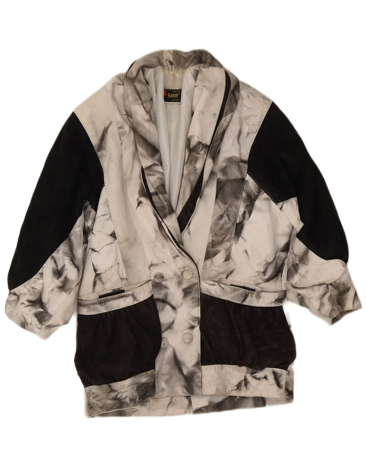 veste surdimensionnée femme vintage UK 16 Grand colorblock blanc