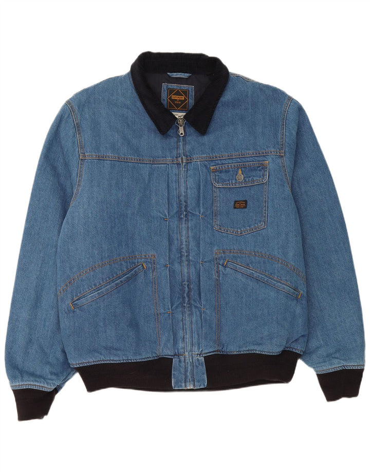 Superdry Veste Bomber En Jean Homme UK 44 2XL Bleu Coton