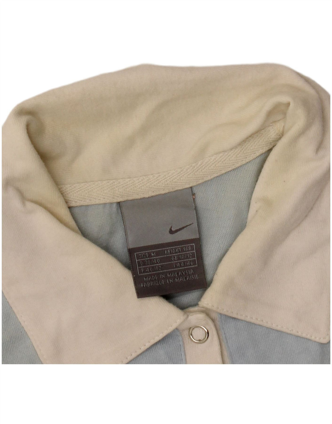 NIKE Polo Femme UK 10/12 Bleu Moyen Colourblock