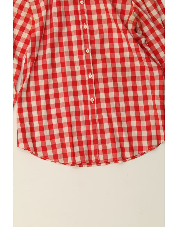 EMMANUEL SCHVILI Womens Longline Shirt UK 10 Small Red Gingham Cotton Vintage Emmanuel Schvili and Second-Hand Emmanuel Schvili from Messina Hembry 