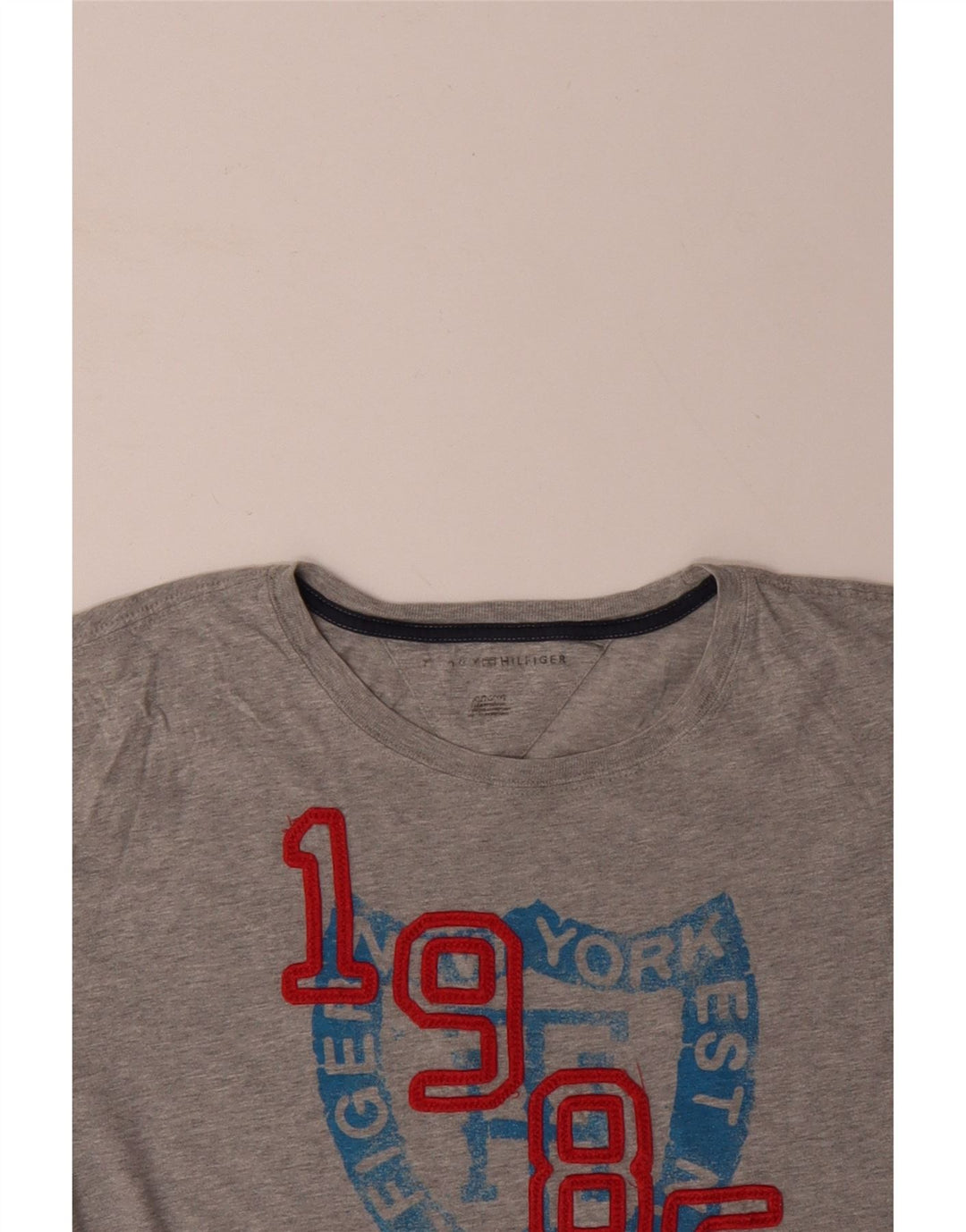 TOMMY HILFIGER T-Shirt Graphique Homme XL Gris Coton