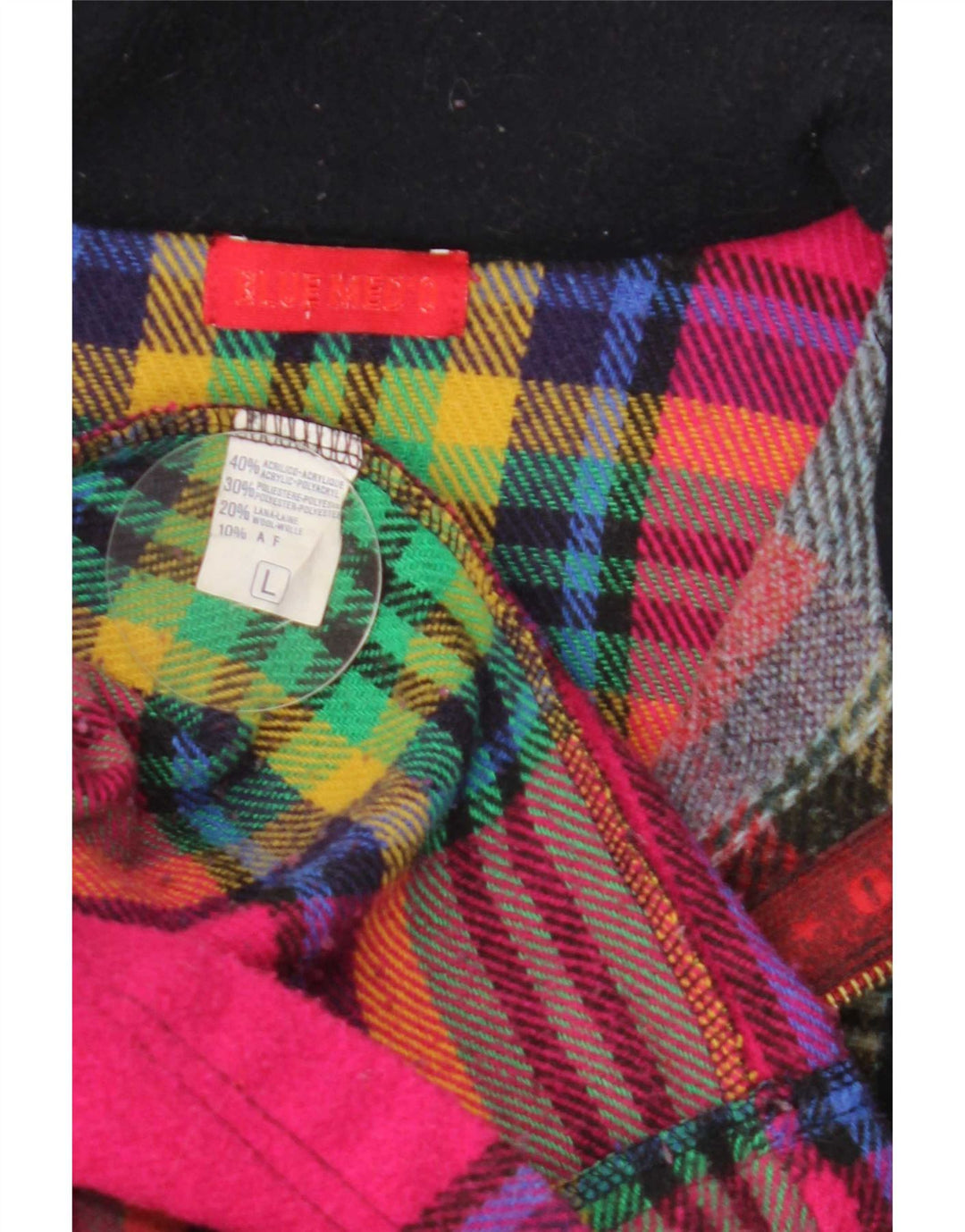 Vintage Mens Pull Flanelle Chemise Grand Acrylique À Carreaux Multicolore