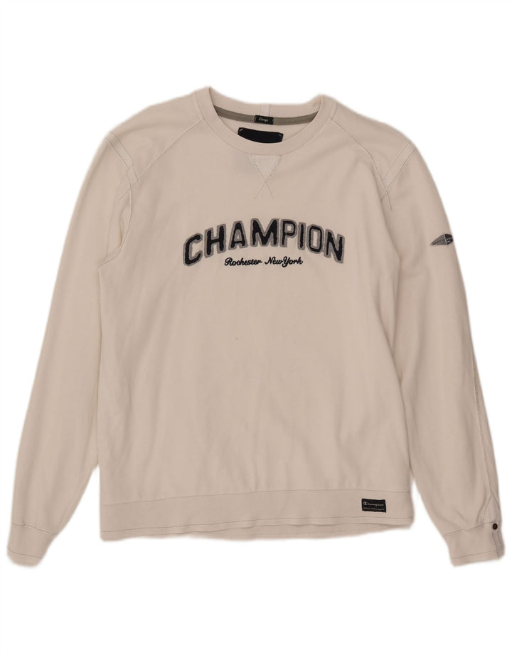 CHAMPION Sweat-shirt graphique pour hommes, grand, blanc