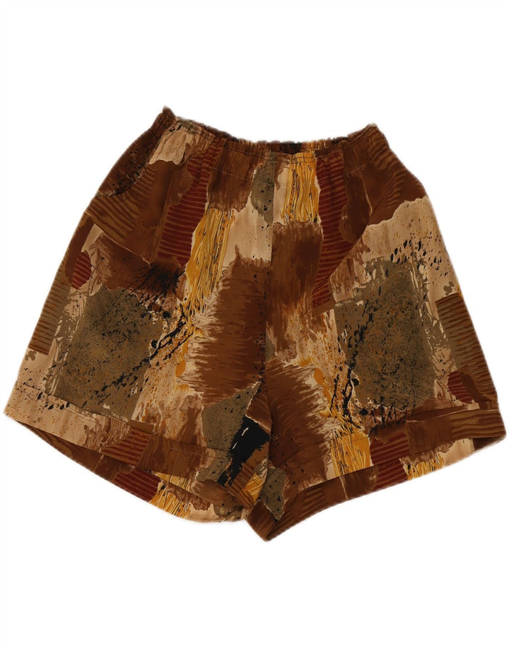 VINTAGE Womens High Waist Casual Shorts W28 Medium Brown Patchwork