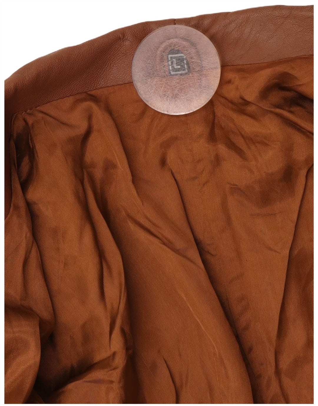 vintage Femme 1 Bouton Veste Blazer En Cuir UK 16 Grand Marron