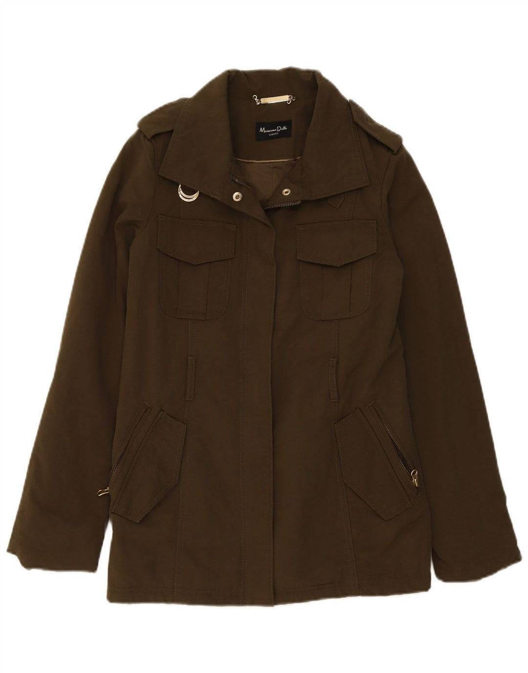MASSIMO DUTTI Womens Military Jacket UK 10 Small Khaki Cotton