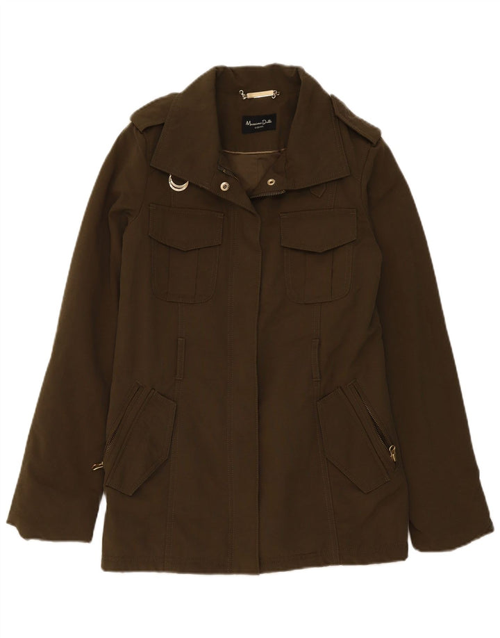 MASSIMO DUTTI Womens Military Jacket UK 10 Small Khaki Cotton