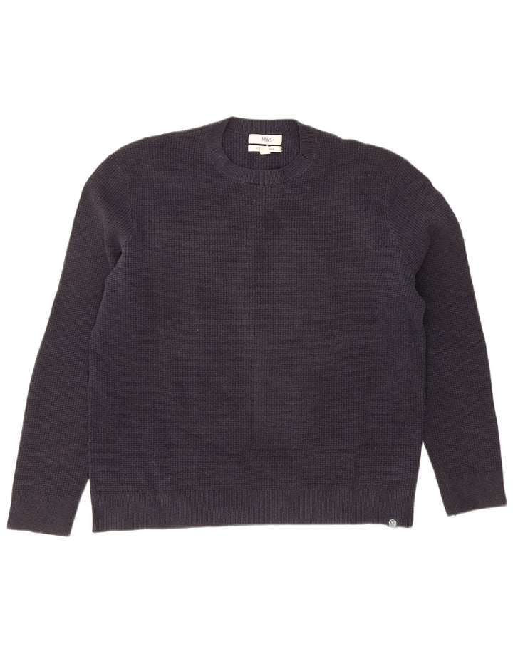 Marks & Spencer Pull à col rond pour homme en polyester bleu marine Taille L