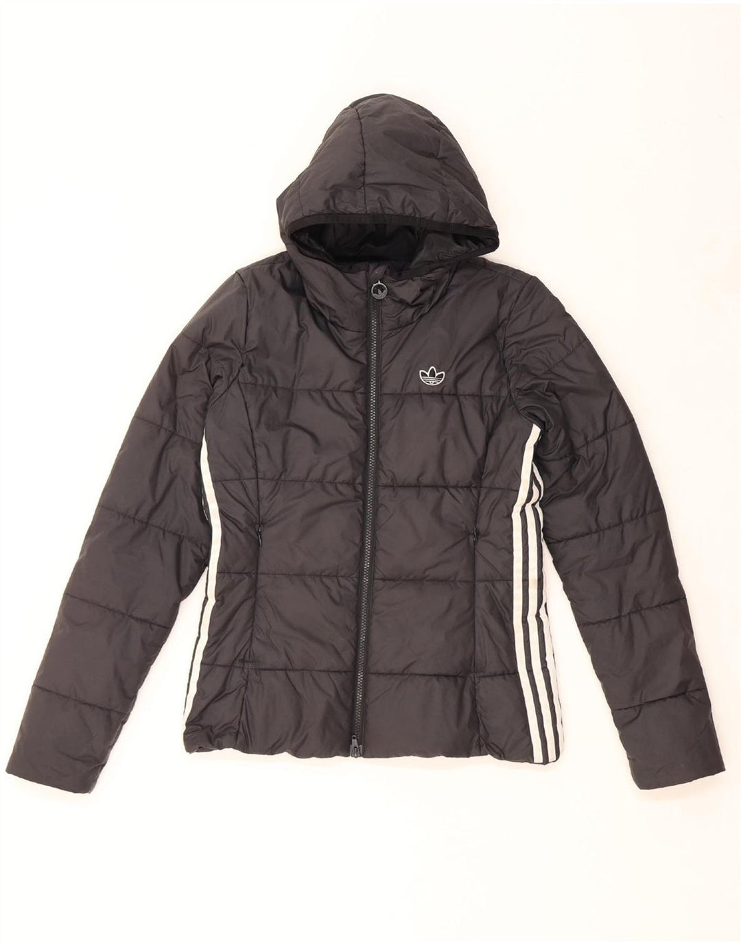 ADIDAS Veste rembourrée à capuche pour femme UK 8 Small Noir Polyester