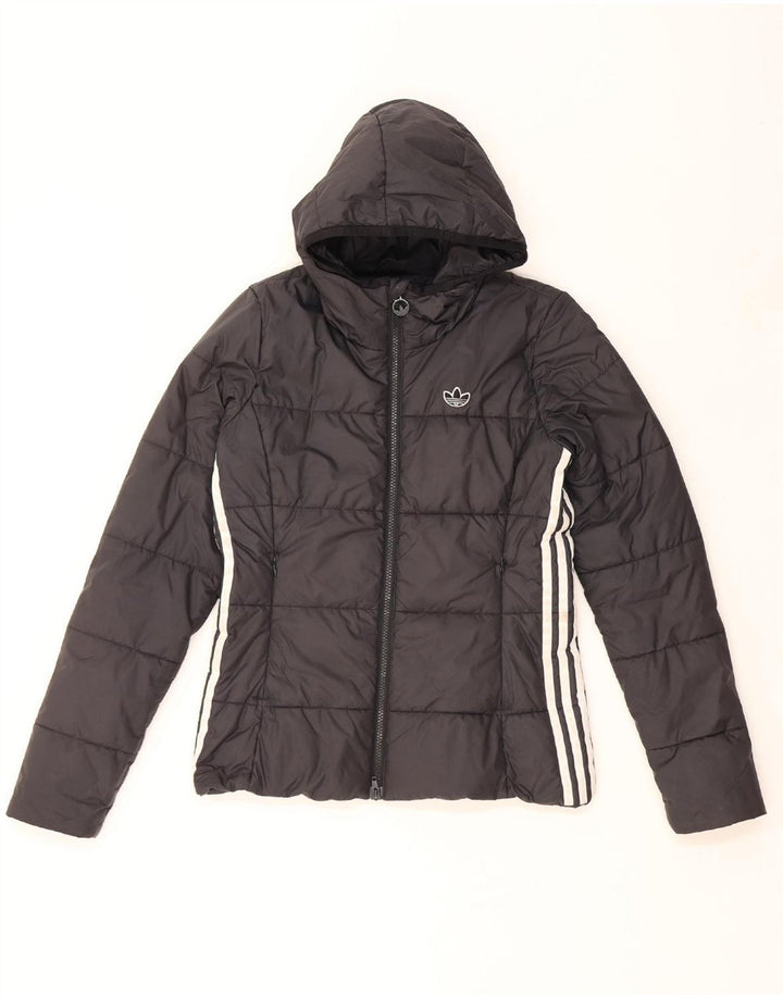 ADIDAS Veste rembourrée à capuche pour femme UK 8 Small Noir Polyester