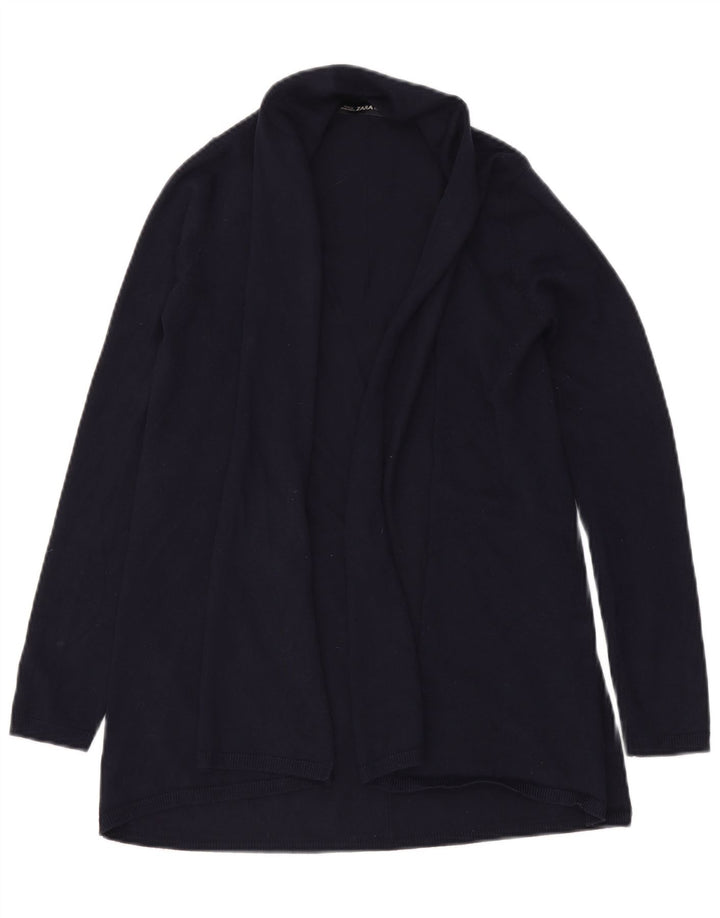 ZARA Pull long ouvert pour femme UK 12 Bleu marine moyen
