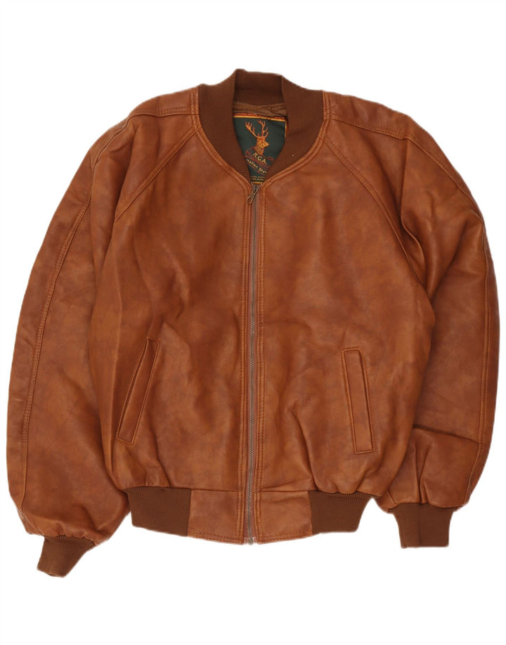 veste en cuir homme vintage UK 40 Grand Marron