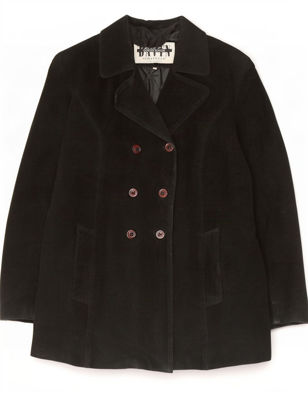 Davin Manteau ample à double boutonnage en daim pour femme IT 44 Noir moyen