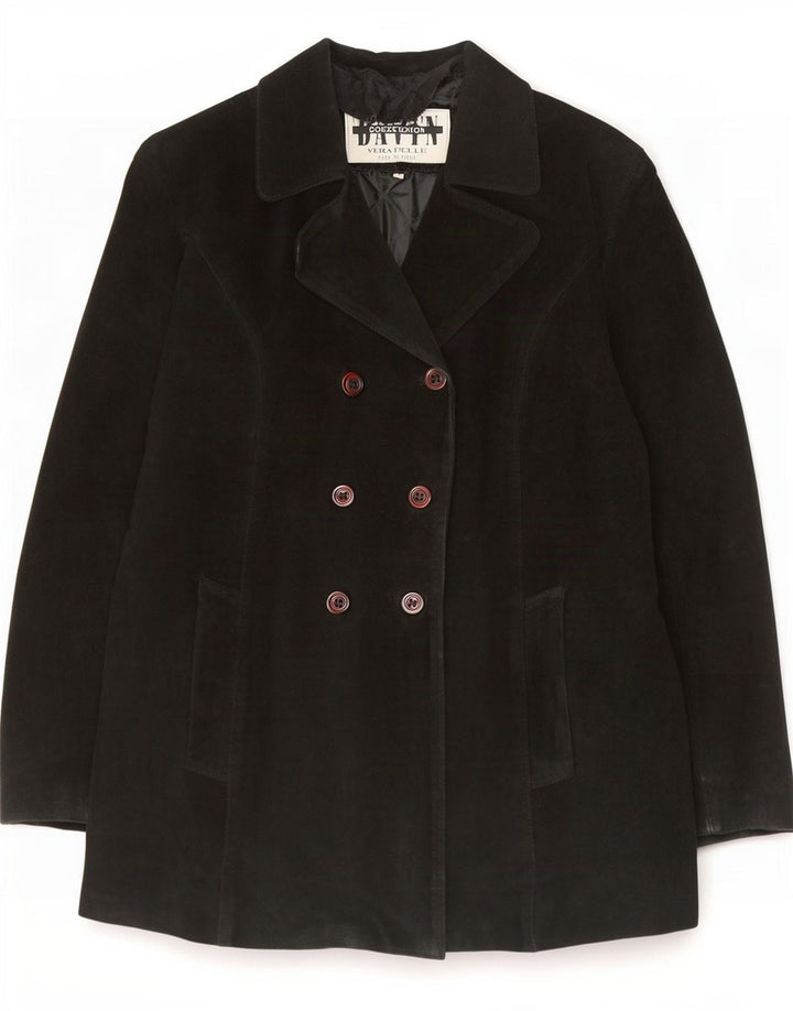Davin Manteau ample à double boutonnage en daim pour femme IT 44 Noir moyen