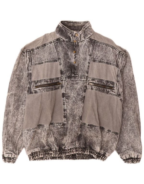 VINTAGE Femme Pull Denim Veste UK 20 2XL Coton Gris