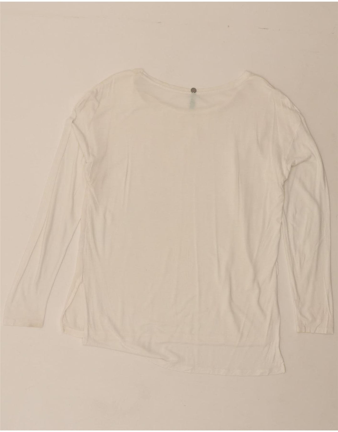 BENETTON Womens Top Long Sleeve UK 14 Medium White Viscose Vintage Benetton and Second-Hand Benetton from Messina Hembry 
