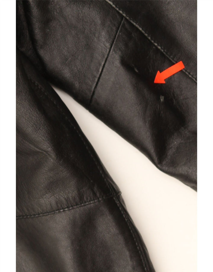 Veste en cuir femme vintage IT 44 Cuir noir moyen