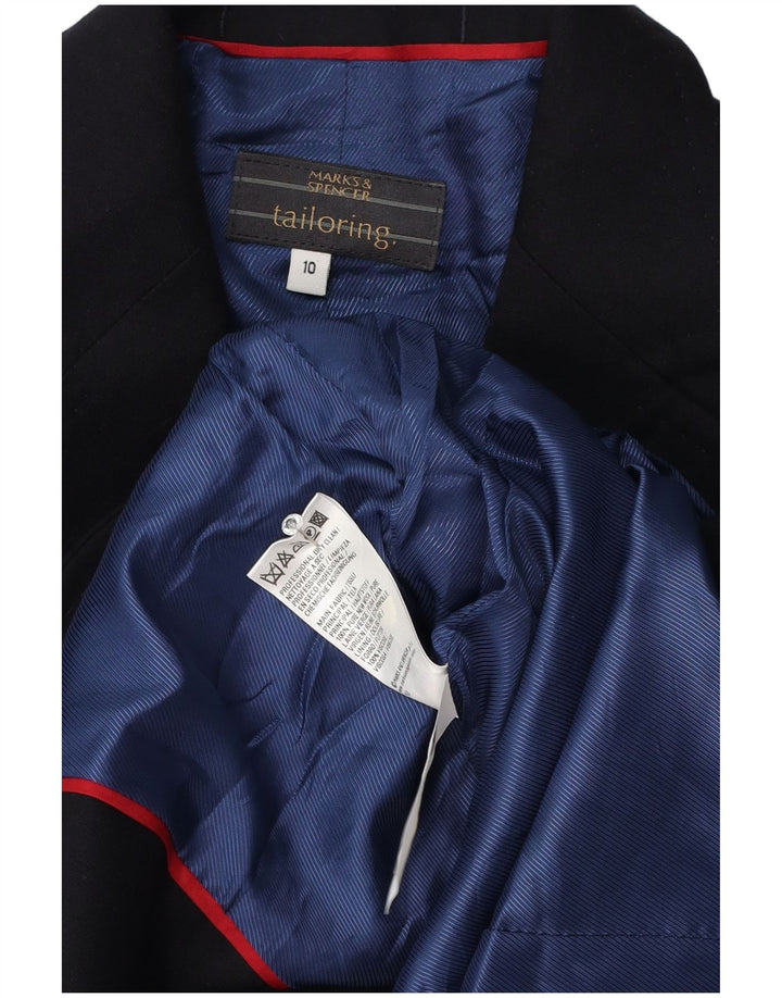 Marks & Spencer Veste blazer à 2 boutons pour femme UK 10 Petite laine bleu marine