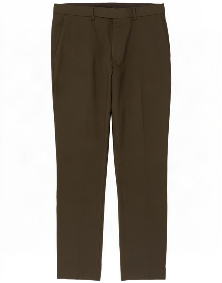 Marks & Spencer Pantalon de costume pour homme W34 L31 Kaki Polyester