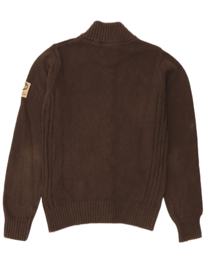Murphy & Nye Hommes Sailmakers Cardigan Pull Petit Marron Coton