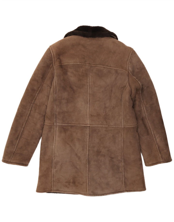 Manteau à double boutonnage en peau de mouton Scout pour homme UK 38 en peau de mouton marron moyen