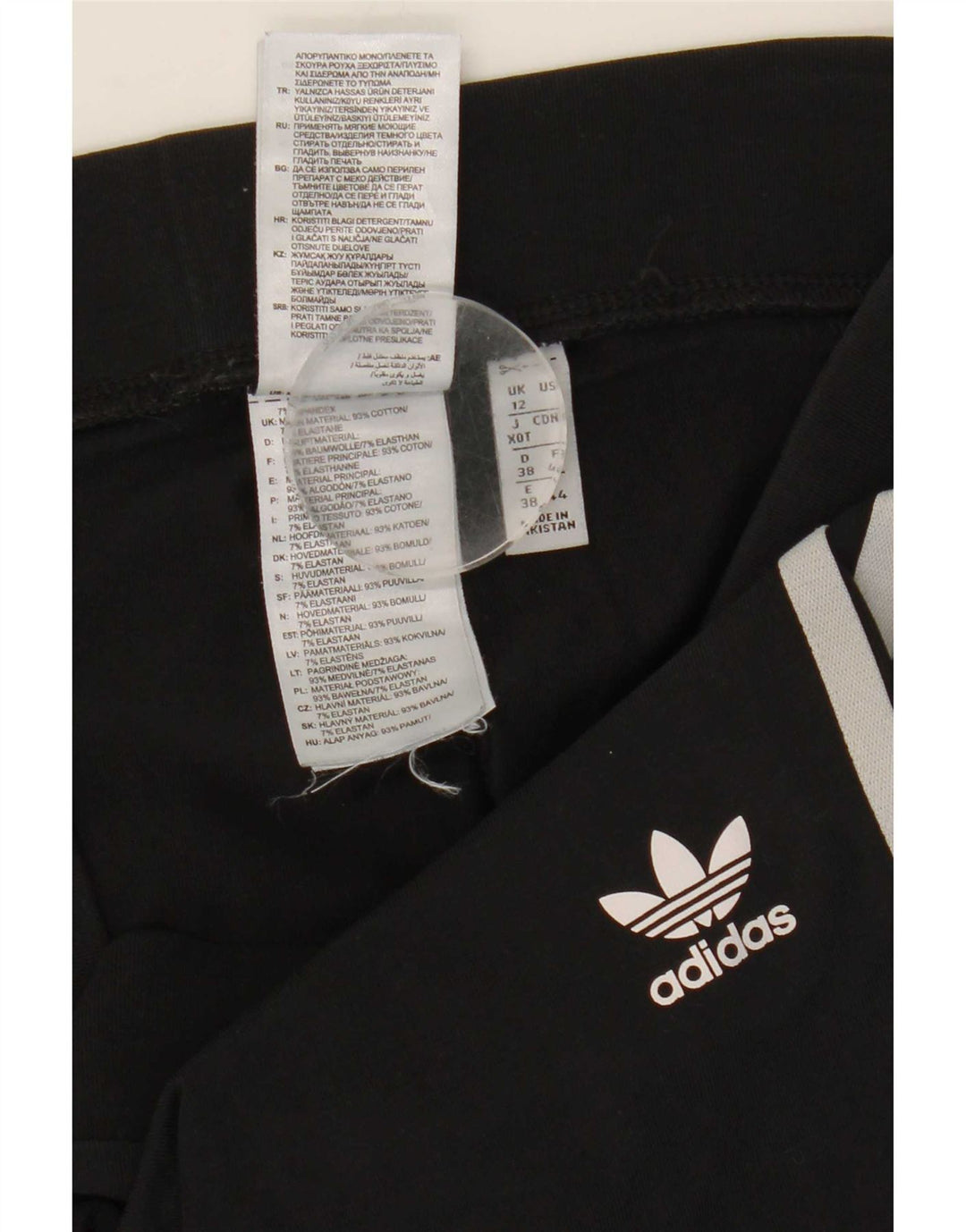 Adidas Leggings Femme UK 12 Coton Noir Moyen