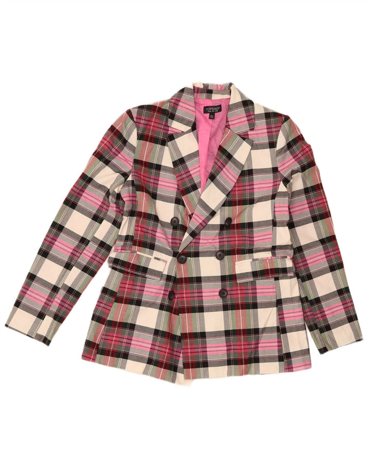 TOPSHOP Veste blazer croisée pour femme UK 10 Petit carreaux roses