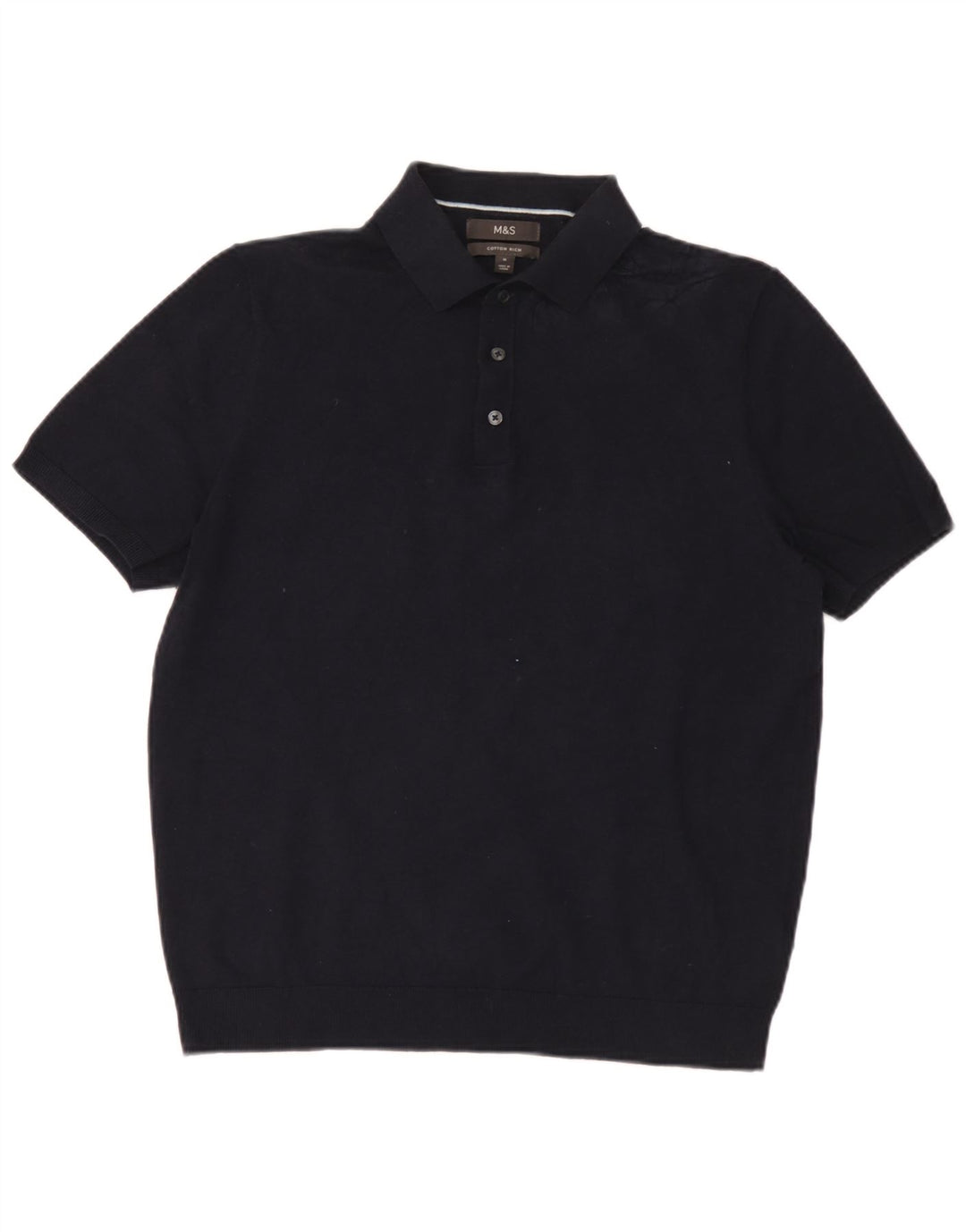 Marks & Spencer Pull à manches courtes et col polo pour homme Bleu marine moyen