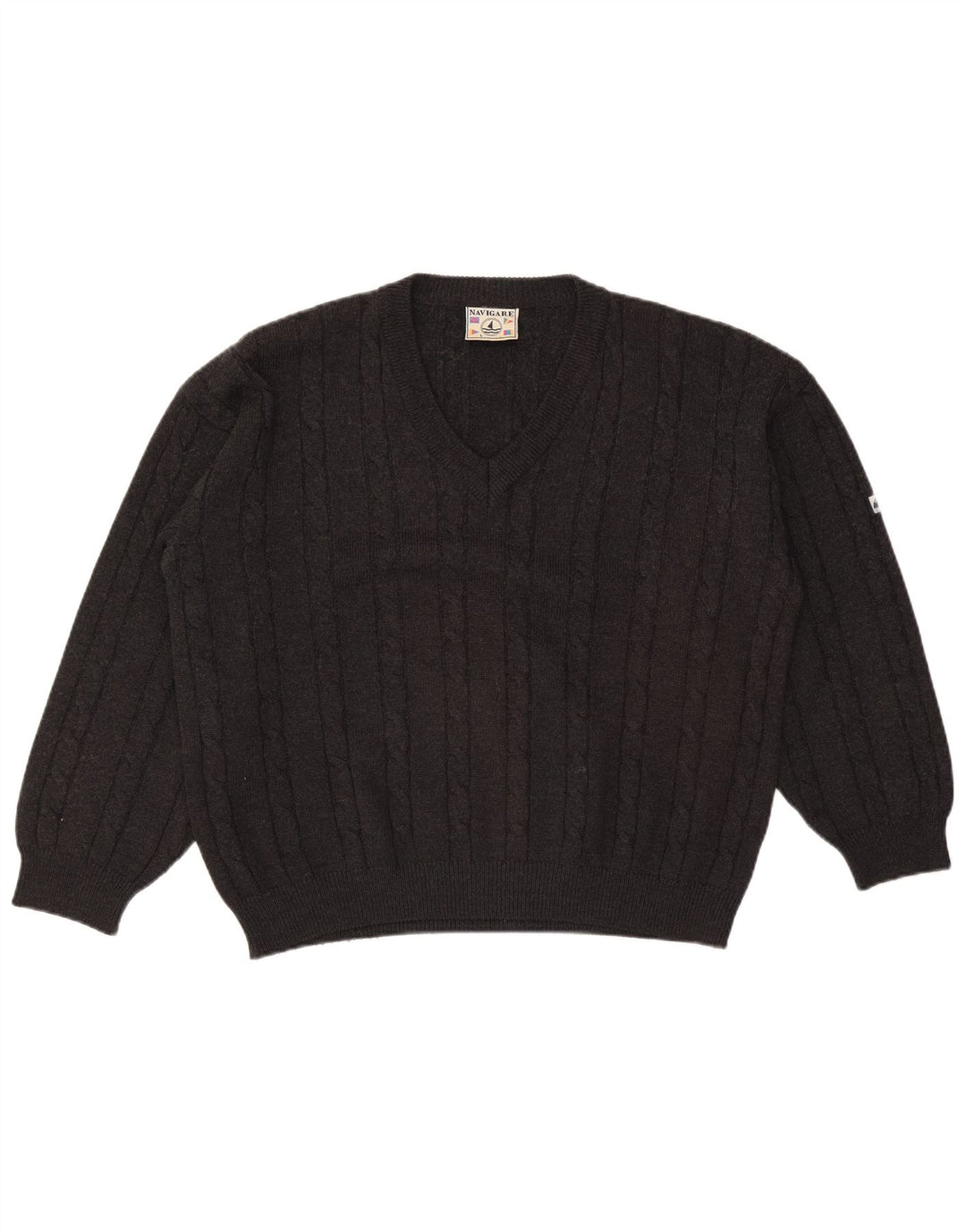 Navigare Pull col V pour homme en laine grise