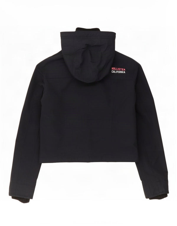 Hollister Veste de pluie à capuche pour femme UK 14 Medium Navy Blue Nylon