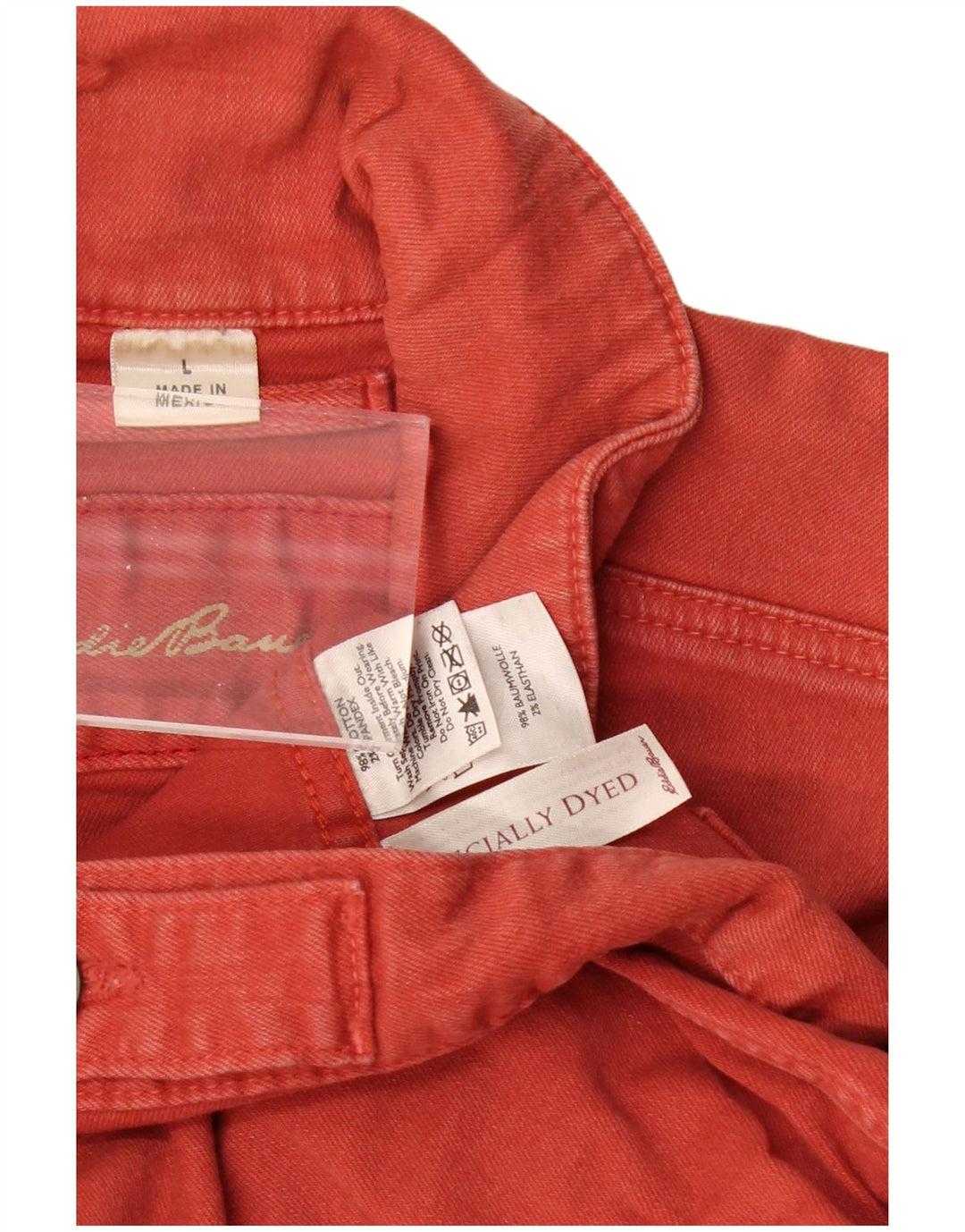 EDDIE BAUER Veste en jean pour femme UK 16 Grand coton rouge