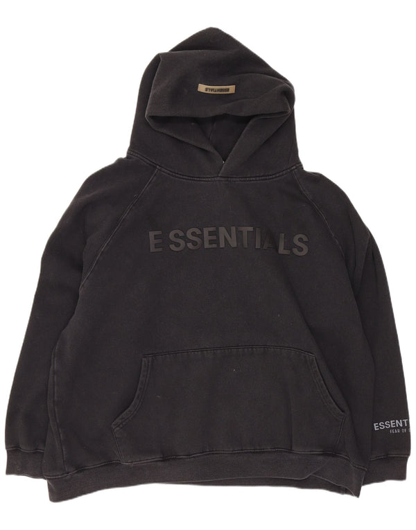 vintage Mens Graphic Loose Fit Hoodie Jumper Grand Coton Noir