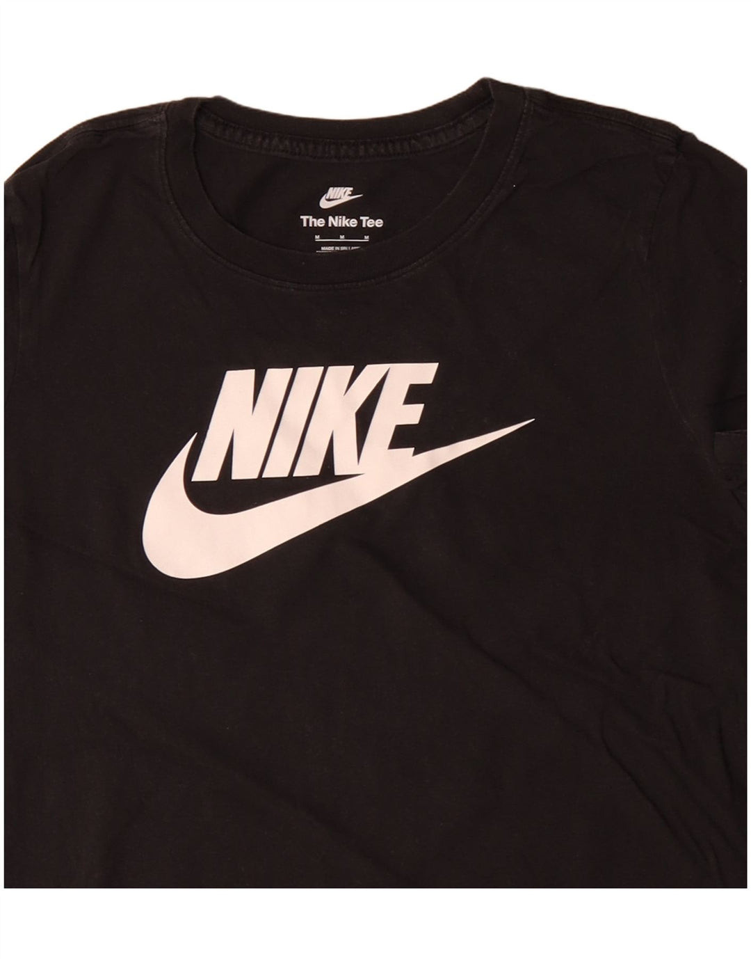 NIKE T-shirt graphique pour femme UK 12 en coton noir moyen