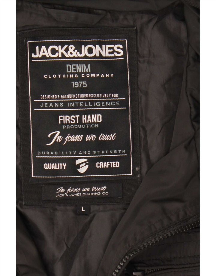 Jack & Jones Veste militaire pour homme UK 40 Large Noir Polyester