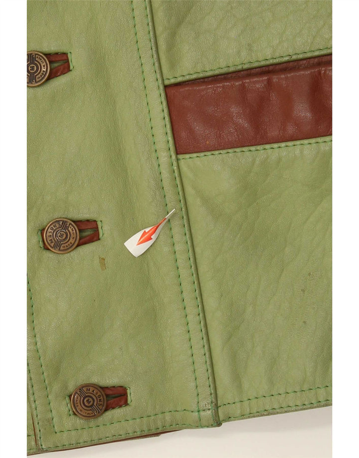 gilet en cuir homme vintage grand colorblock vert