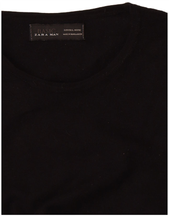 Zara Pull ras du cou pour homme, grand, noir