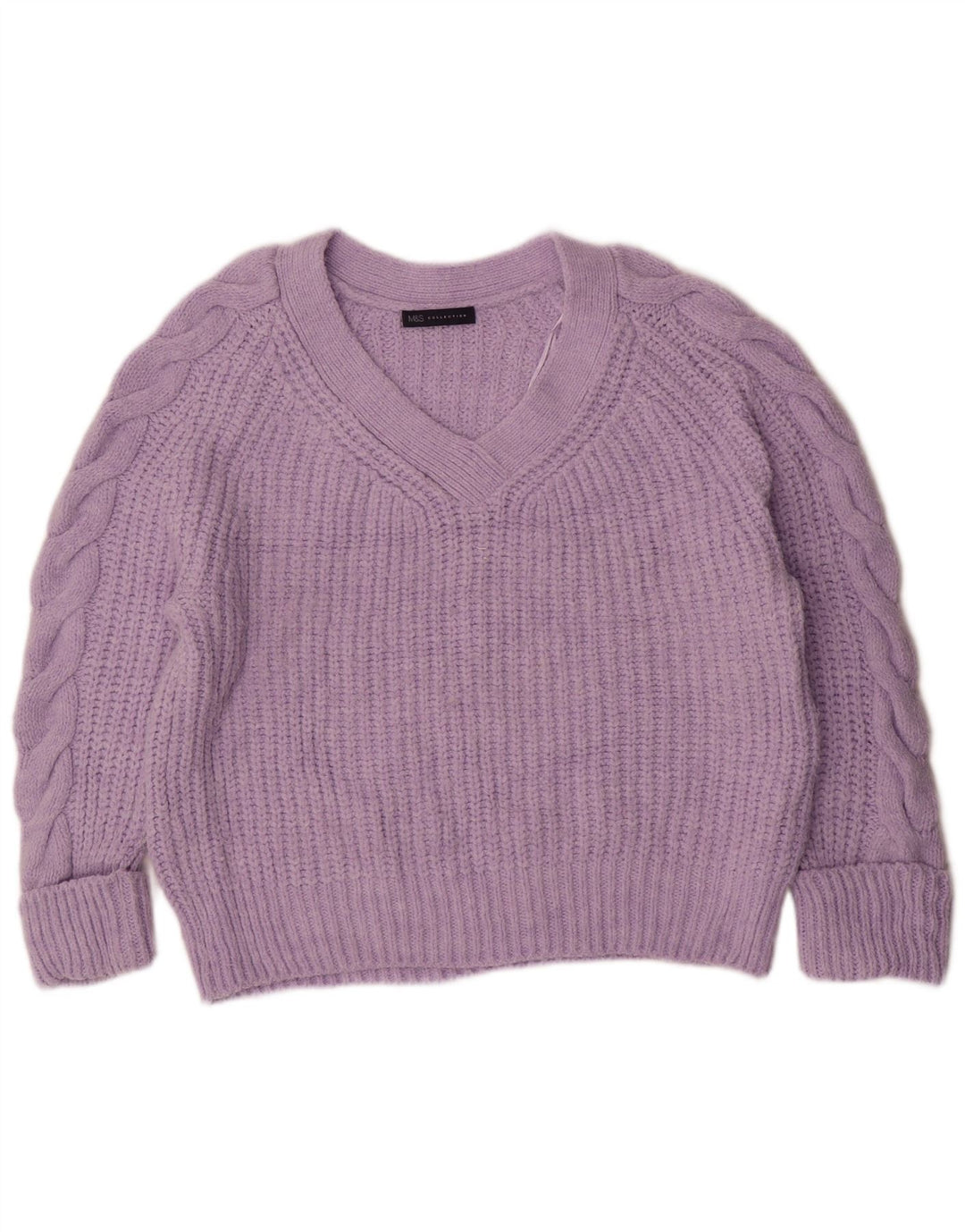 Marks & Spencer Pull surdimensionné à col en V pour femme UK 14 Violet moyen