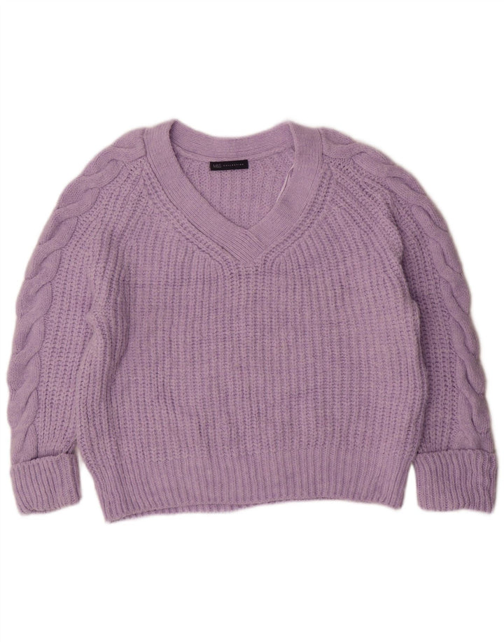 Marks & Spencer Pull surdimensionné à col en V pour femme UK 14 Violet moyen