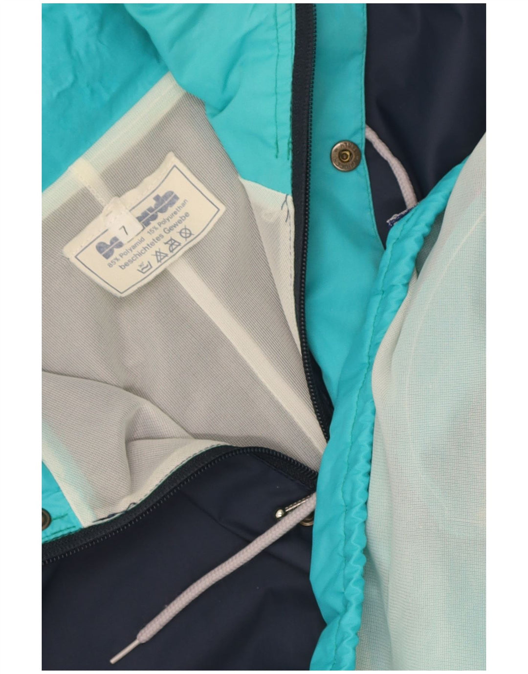veste de pluie à capuche vintage pour hommes UK 40 Grand colourblock multicolore