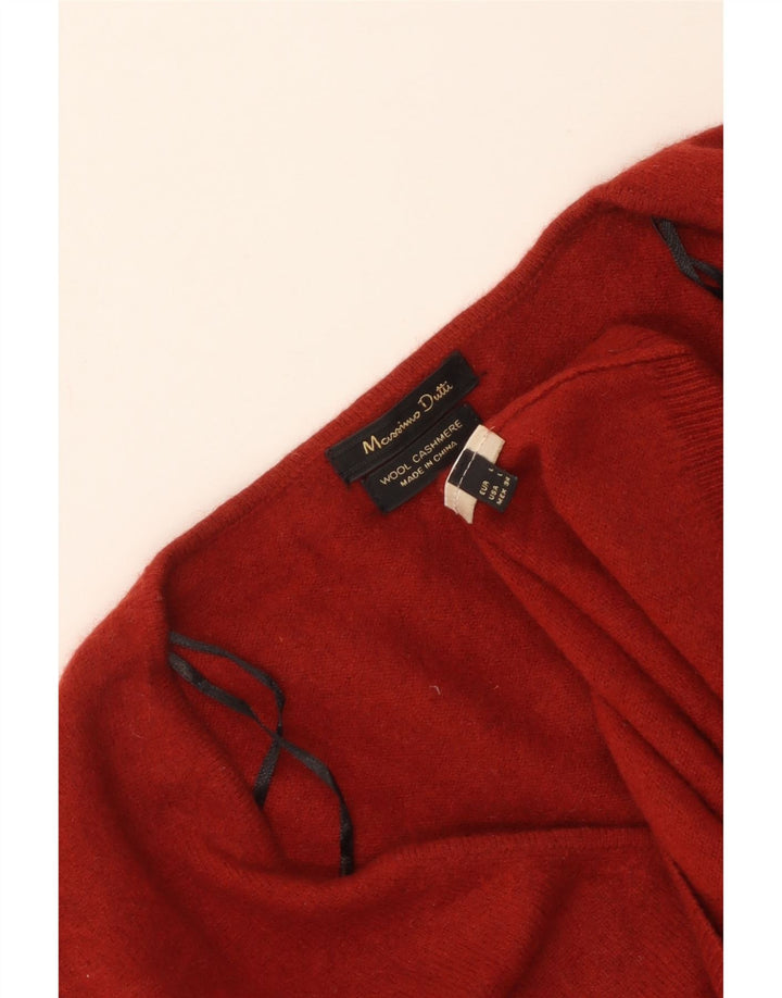 MASSIMO DUTTI Pull col en V pour femme UK 14 Grande laine rouge