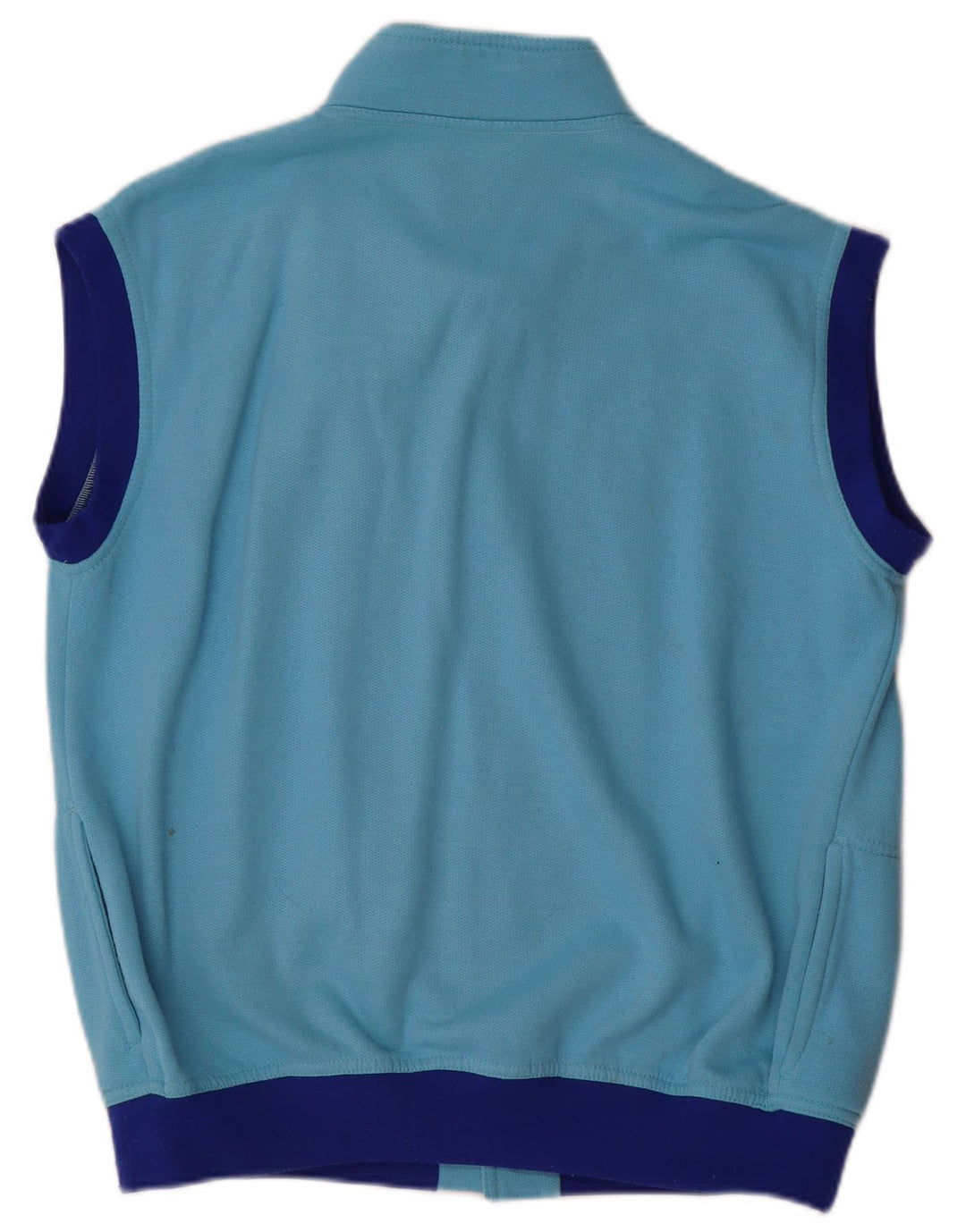 vintage Mens Sans Manches Survêtement Top Veste Grand Bleu Colorblock